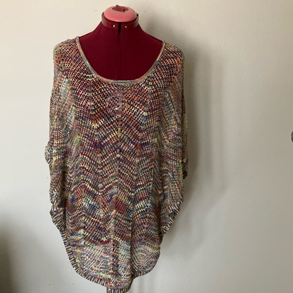 Fever brand Multicolor crochet Poncho style swim cover/light cover Size medium.